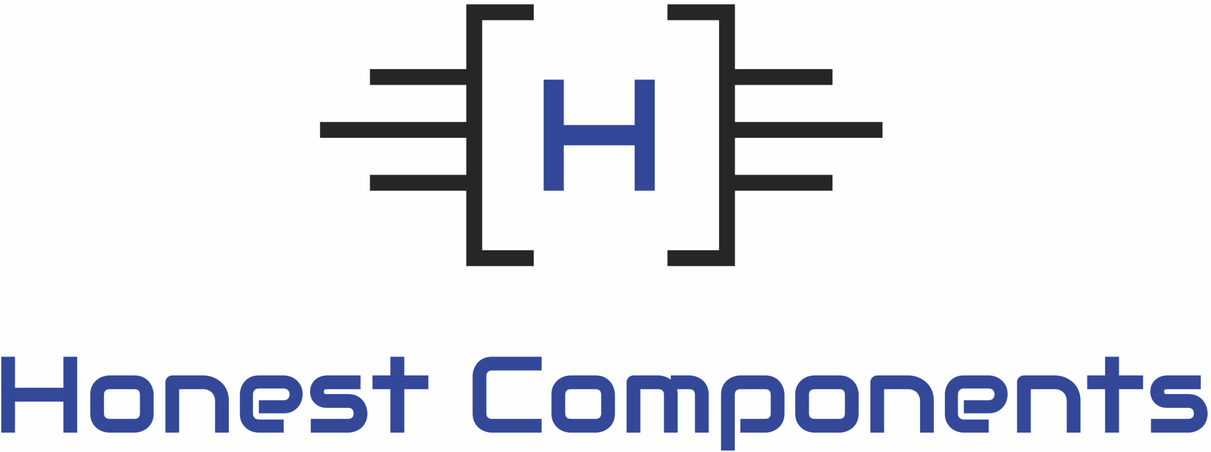 Blue "H" with circuit lines, "Honest Components" text.